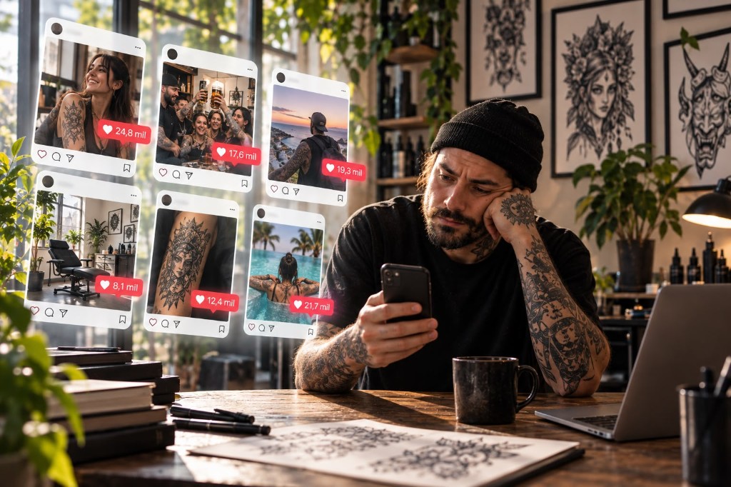 Postureo en redes frente a la realidad del tatuador tras el móvil
